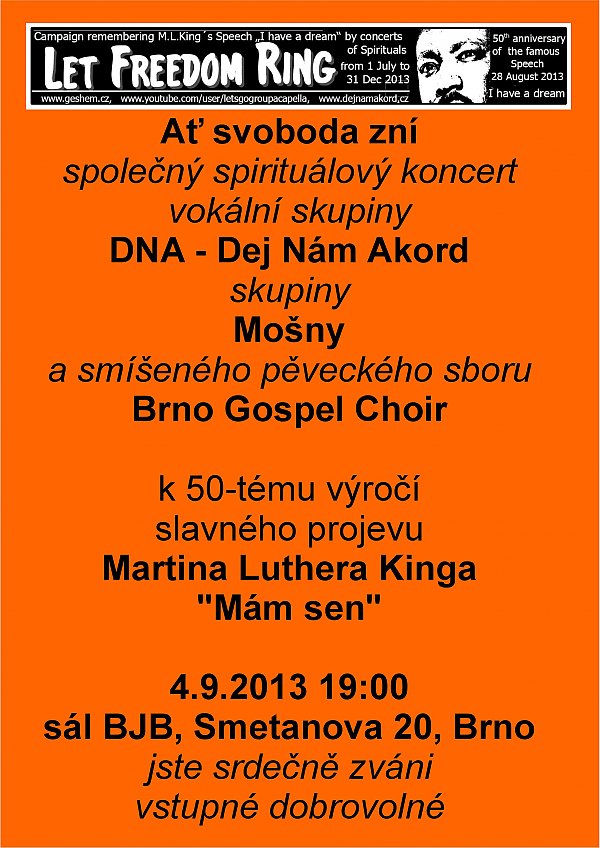 Koncert duchovní hudby „Ať svoboda zní“